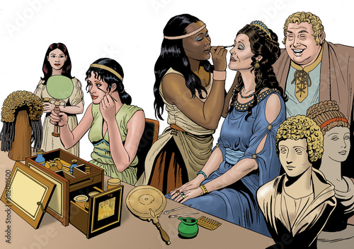 Ancient Rome - Matrona and handmaids in a perfume shop