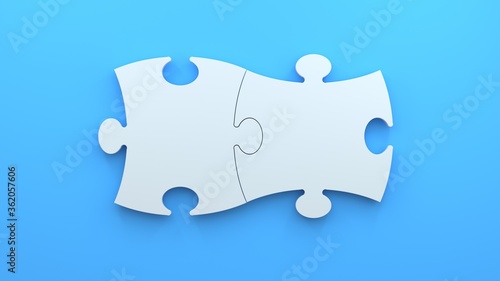 Puzzle 2 pieces on blue background