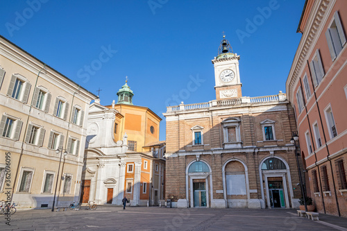 Ravenna - The square Piazza del Popolo, and church Chiesa di Santa Maria del Suffragio.