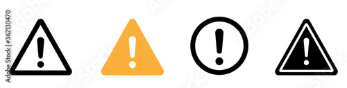 Caution warning signs. Exclamation danger sign. Warnings, attention sumbol. Triangle warning flat style - stock vector.