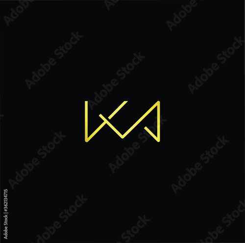 Minimal elegant monogram art logo. Outstanding professional trendy awesome artistic KM MK initial based Alphabet icon logo. Premium Business logo gold color on black background