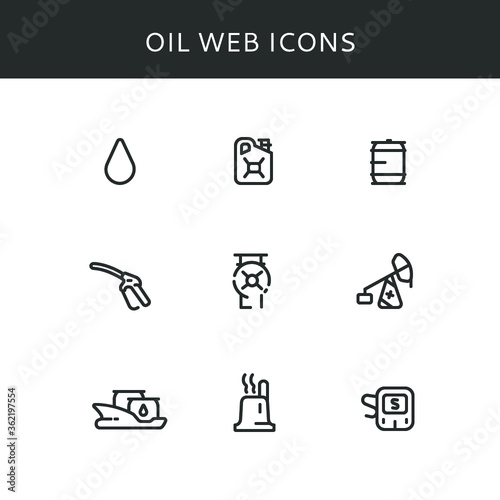 Set of vector icons oil. Oil industry vector icons. Web oil icons.