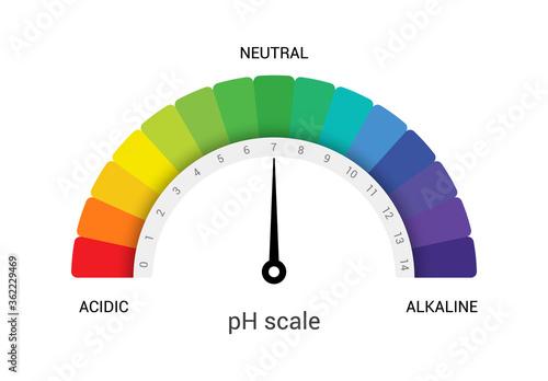 pH scale indicator chart diagram acidic alkaline measure. pH analysis vector chemical scale value test