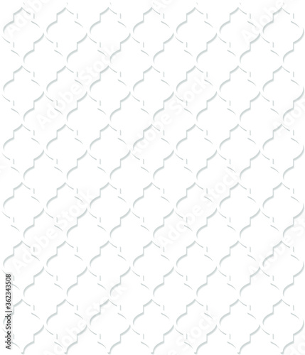 white moroccan pattern whit shadow on the isolated white background