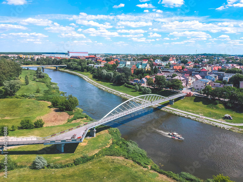 Aerial view over the city of Wronki, Poland