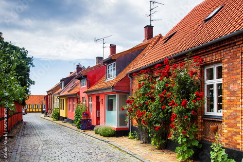 RONNE, DENMARK - JUNE 24: Typical Bornholm architecture in Ronne, Denmark on June 24, 2014. Ronne is the capital of Bornholm island.