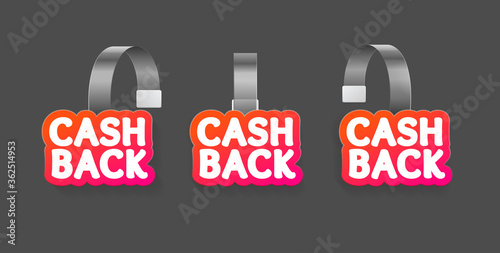 Realistic Detailed 3d Wobbler Cash Back Labels Set. Vector