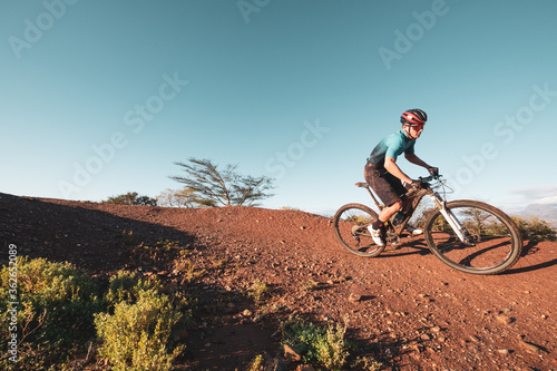 mountain biker riding on a single track