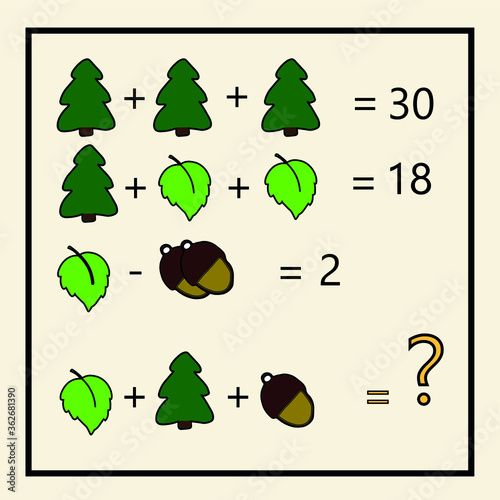 Counting games for kids and adults. Educational math game. Result. Crossword for social networks. Rebus. Mathematic riddle for the mind. Riddle with numbers. Vector