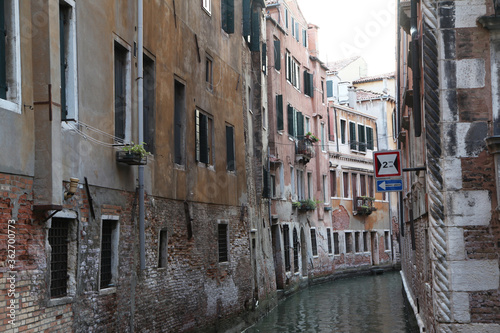 Beautiful peaceful scene of canal in Venice, Italy