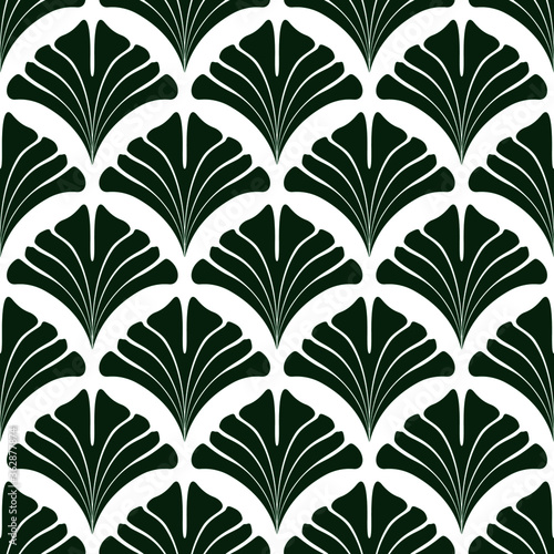 green ginko leaf seamless pattern