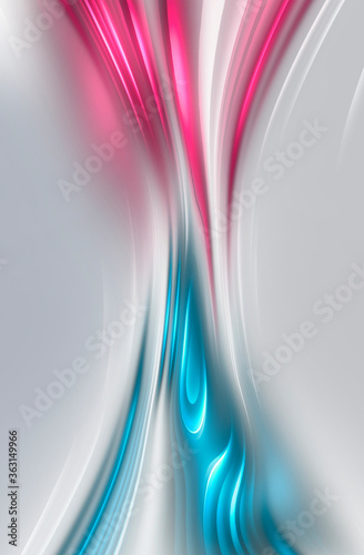 Abstract modern gray background with flowing neon bright fluid lines. Light lines, bright accent background. Acrylic fluid abstract.