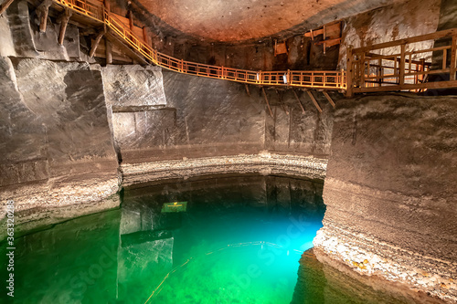 Lake in the salt mine of Wieliczka, Poland