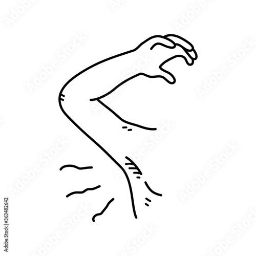 Smelly armpit body odor problem, a hand drawn vector doodle illustration of a stinky underarm.