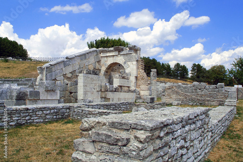 Pietrabbondante, Molise/Italy -The archaeological remains with the Samnites Temple and Theatre.