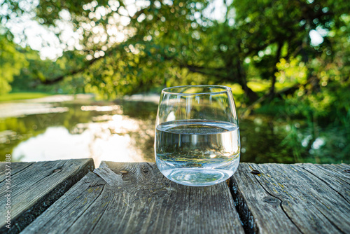 glass of clean water outdoor