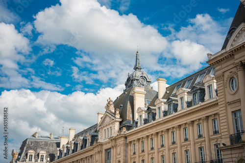 RENNES, FRANCE - April 28, 2018: Antique building view in Old Town in Rennes, France