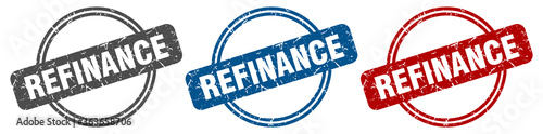 refinance stamp. refinance sign. refinance label set