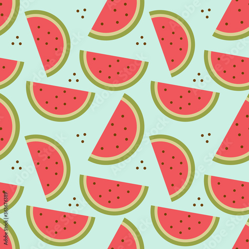 watermelon melon summer bright seamless pattern