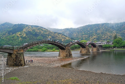 Kintaikyo Bridge, Wooden bridge in Japan. It is one of the most beautiful places in Iwakuni.