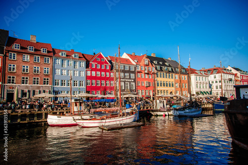 Embankment Nyhavn in the old town of Copenhagen.