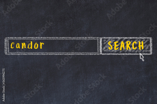 Chalk sketch of browser window with search form and inscription candor