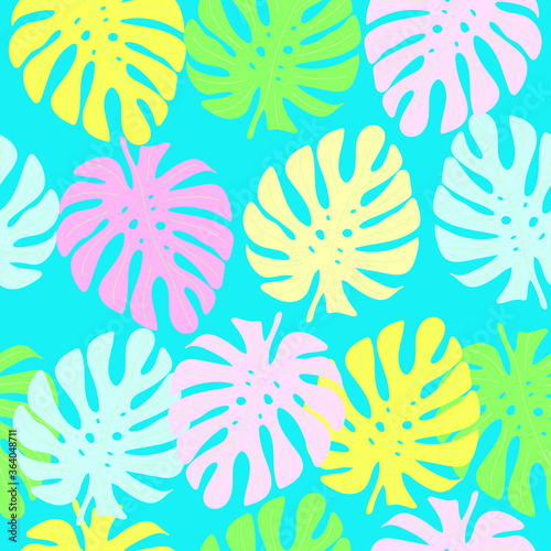 Monstera leaves seamless pattern vector. Tropic leaves print for textile, fabric, wrapping, apparel