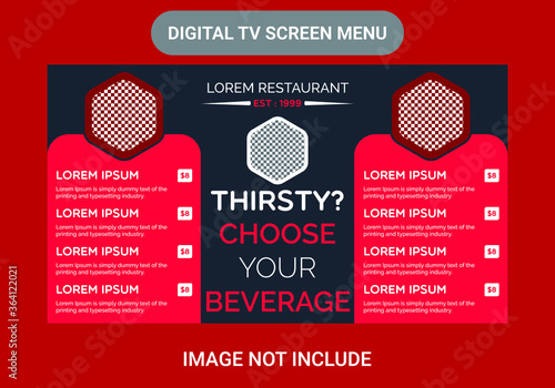 Digital tv screen menu board template 