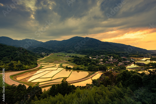 田染荘の夕景