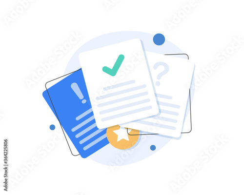 Important documents with a question mark,flat design icon vector illustration