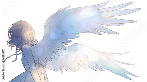 翼の生えた女の子のイラスト 天使 ファンタジー