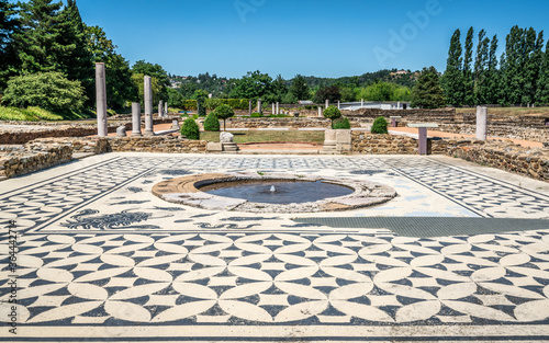 Ruins of ancient Roman buildings and houses in the archeological Gallo-Roman site of Saint Romain en Gal France