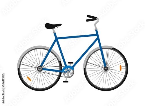City bicycle isolated on white background, ecological sport transport bike. Vector illustration