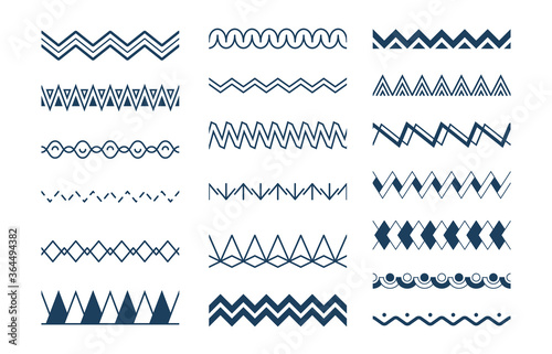 Seamless waves. Abstract geometrical zigzag shapes vector patterns collection. Geometric wave trendy line, linear zig zag abstract illustration