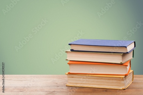 Stack of school books, education and learning concept