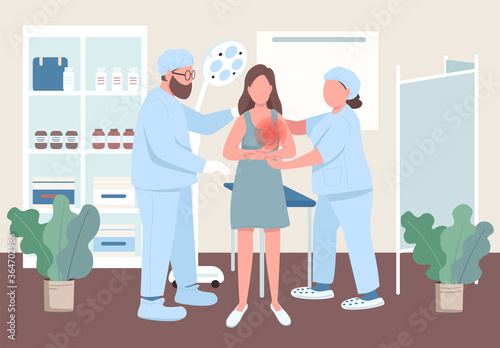 Women oncology flat color vector illustration