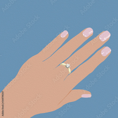 Diament zaręczynowy pierścionek na palcu