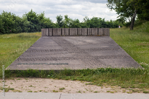 Gdansk, Poland, July 5, 2020. Memorial plate at Westerplatte memorial.