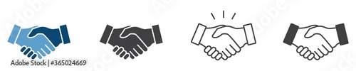 Business agreement handshake icon in different style vector illustration, friendly handshake icon for apps and websites