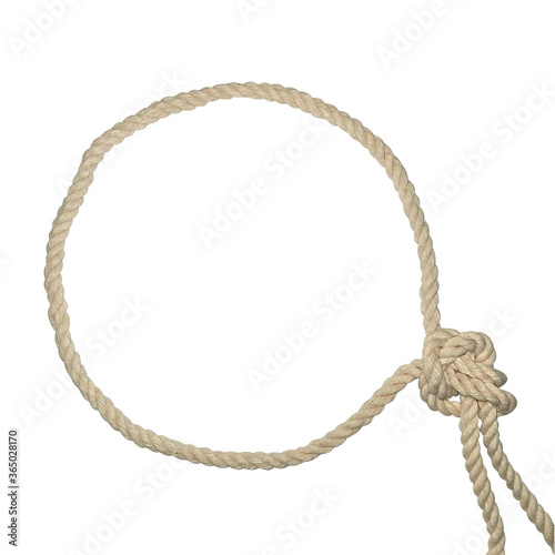Circular rope frame on white background