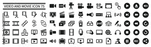 Video and movie related icons set 75