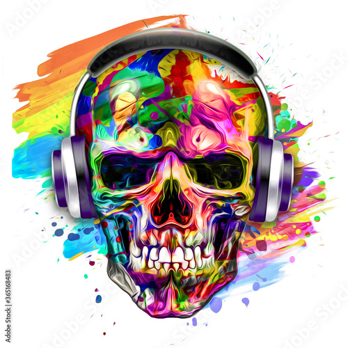 skull with wings and headphones