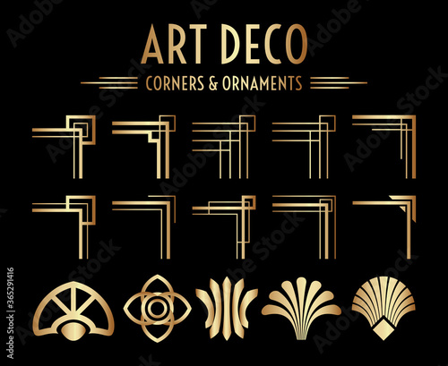 Geometric Art Deco Corner and Ornament Set