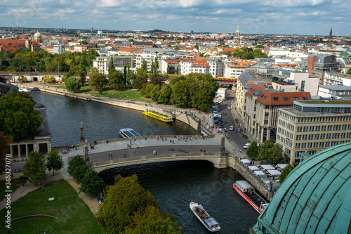 Berlin Germany skyline aerial view of museum island from Berliner Dome cathedral