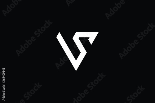 Minimal Innovative Initial VS logo and SV logo. Letter SV VS creative elegant Monogram. Premium Business logo icon. White color on black background