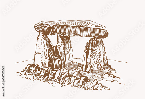 Graphical vintage dolmen ,vector illustration, architecture