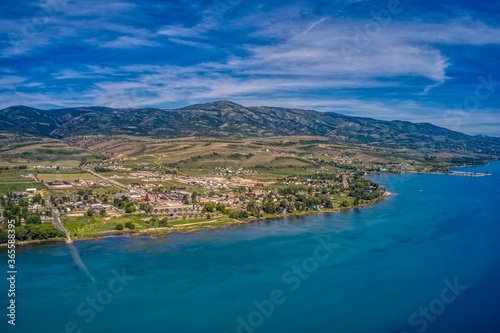 Aerial View of Garden City, Utah on the shore of Bear Lake