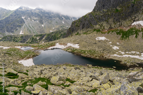 lake in mountains.The High Tatras Mountains (Vysoké Tatry, Tatry Wysokie, Magas-Tátra), cloudy day