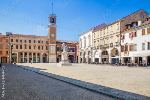 Italian town of Rovigo with Vittorio Emanuele square in a summer sunny day