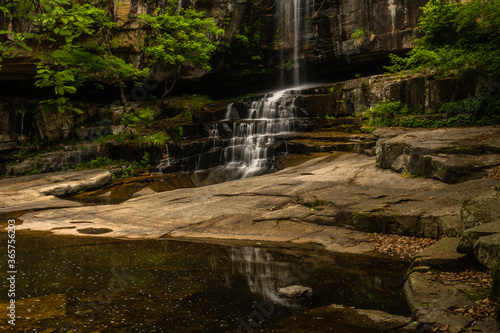 Waterfall cascading over mountainside